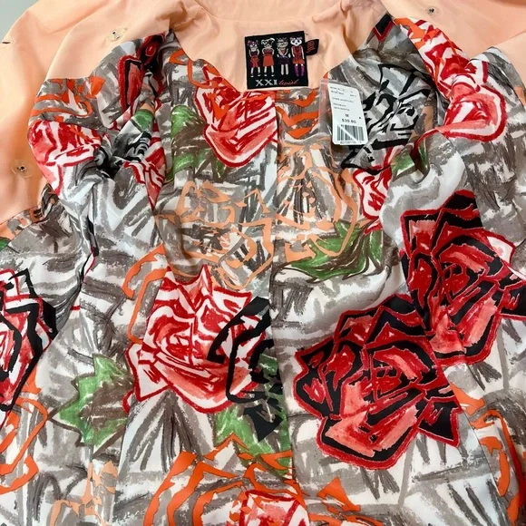 XXI twist Elegant Women's Double feasted Peach/black Trench Coat, M , NWT - Picture 9 of 17